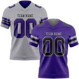 Custom Purple Black-Gray Reversible Double Side Authentic Football Jersey