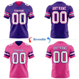 Custom Purple White-Pink Reversible Double Side Authentic Football Jersey