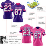 Custom Purple White-Pink Reversible Double Side Authentic Football Jersey