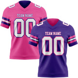 Custom Purple White-Pink Reversible Double Side Authentic Football Jersey