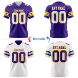 Custom Purple White-Gold Reversible Double Side Authentic Football Jersey