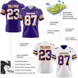 Custom Purple White-Gold Reversible Double Side Authentic Football Jersey