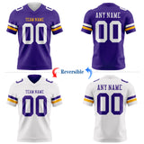 Custom Purple White-Gold Reversible Double Side Authentic Football Jersey
