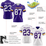 Custom Purple White-Gold Reversible Double Side Authentic Football Jersey