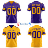 Custom Purple-Gold Reversible Double Side Authentic Football Jersey
