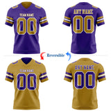 Custom Purple Old Gold-White Reversible Double Side Authentic Football Jersey