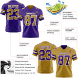 Custom Purple Old Gold-White Reversible Double Side Authentic Football Jersey