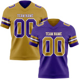 Custom Purple Old Gold-White Reversible Double Side Authentic Football Jersey