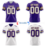 Custom Purple White-Old Gold Reversible Double Side Authentic Football Jersey