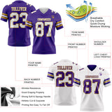 Custom Purple White-Old Gold Reversible Double Side Authentic Football Jersey