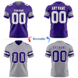 Custom Purple White-Gray Reversible Double Side Authentic Football Jersey