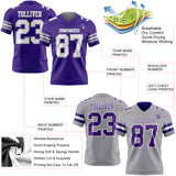 Custom Purple White-Gray Reversible Double Side Authentic Football Jersey