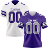 Custom Purple Gray-White Reversible Double Side Authentic Football Jersey
