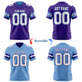 Custom Purple White-Light Blue Reversible Double Side Authentic Football Jersey