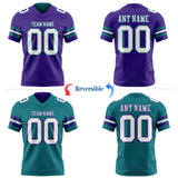 Custom Purple White-Teal Reversible Double Side Authentic Football Jersey