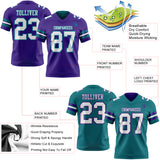 Custom Purple White-Teal Reversible Double Side Authentic Football Jersey