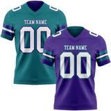Custom Purple White-Teal Reversible Double Side Authentic Football Jersey