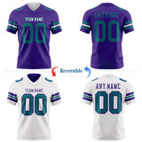 Custom Purple Teal-White Reversible Double Side Authentic Football Jersey
