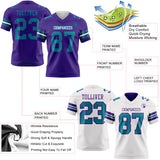 Custom Purple Teal-White Reversible Double Side Authentic Football Jersey