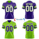 Custom Purple White-Neon Green Reversible Double Side Authentic Football Jersey