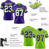 Custom Purple White-Neon Green Reversible Double Side Authentic Football Jersey