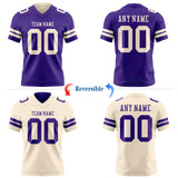 Custom Purple-Cream Reversible Double Side Authentic Football Jersey