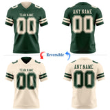 Custom Green-Cream Reversible Double Side Authentic Football Jersey