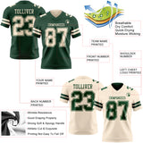 Custom Green-Cream Reversible Double Side Authentic Football Jersey