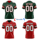 Custom Green White-Red Reversible Double Side Authentic Football Jersey