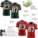Custom Green White-Red Reversible Double Side Authentic Football Jersey