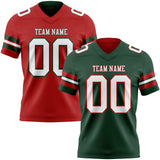 Custom Green White-Red Reversible Double Side Authentic Football Jersey