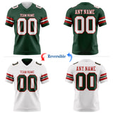 Custom Green White-Red Reversible Double Side Authentic Football Jersey