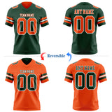Custom Green Orange-White Reversible Double Side Authentic Football Jersey