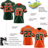 Custom Green Orange-White Reversible Double Side Authentic Football Jersey
