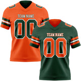Custom Green Orange-White Reversible Double Side Authentic Football Jersey