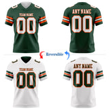 Custom Green White-Orange Reversible Double Side Authentic Football Jersey