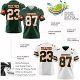 Custom Green White-Orange Reversible Double Side Authentic Football Jersey