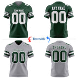 Custom Green White-Gray Reversible Double Side Authentic Football Jersey