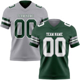 Custom Green White-Gray Reversible Double Side Authentic Football Jersey
