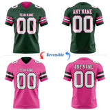 Custom Green White-Pink Reversible Double Side Authentic Football Jersey