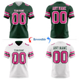 Custom Green Pink-White Reversible Double Side Authentic Football Jersey