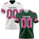 Custom Green Pink-White Reversible Double Side Authentic Football Jersey