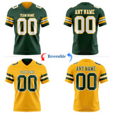 Custom Green White-Gold Reversible Double Side Authentic Football Jersey