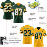 Custom Green White-Gold Reversible Double Side Authentic Football Jersey