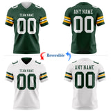 Custom Green-White Reversible Double Side Authentic Football Jersey