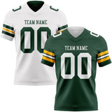 Custom Green-White Reversible Double Side Authentic Football Jersey