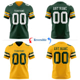 Custom Green-White Reversible Double Side Authentic Football Jersey