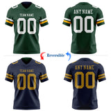 Custom Green Navy Reversible Double Side Authentic Football Jersey