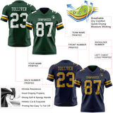 Custom Green Navy Reversible Double Side Authentic Football Jersey
