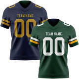Custom Green Navy Reversible Double Side Authentic Football Jersey
